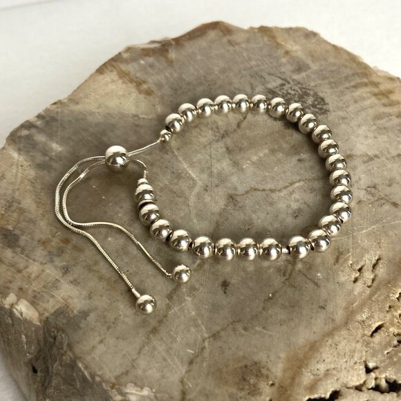 Dyadema Sterling Silver 925 Italy 6MM Beaded Ball Bracelet Adjustable Bolo Clasp - Picture 6 of 16